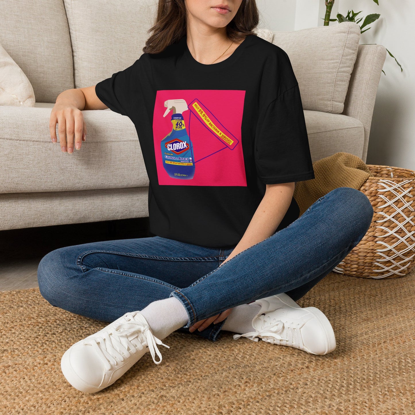 Cleaning Humor T-Shirt — Colorful Clorox Spray Graphic