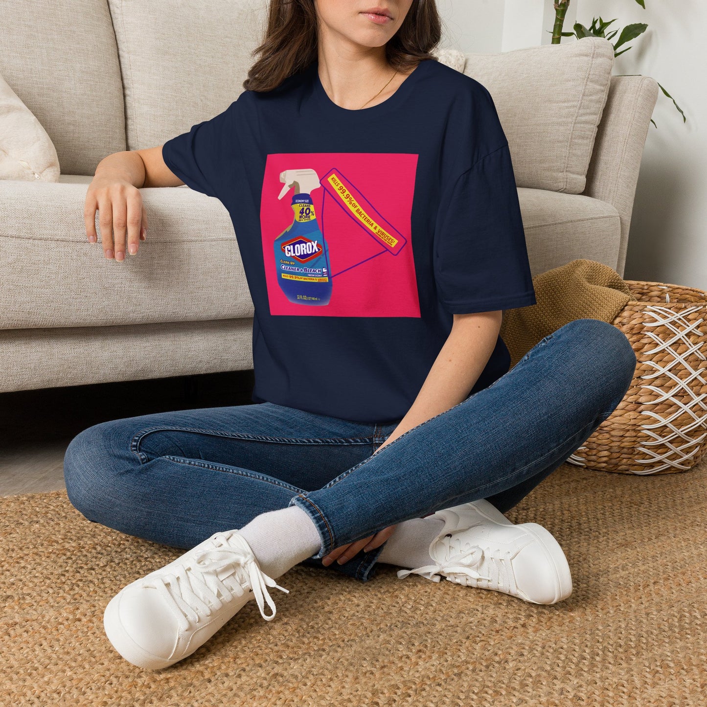 Cleaning Humor T-Shirt — Colorful Clorox Spray Graphic