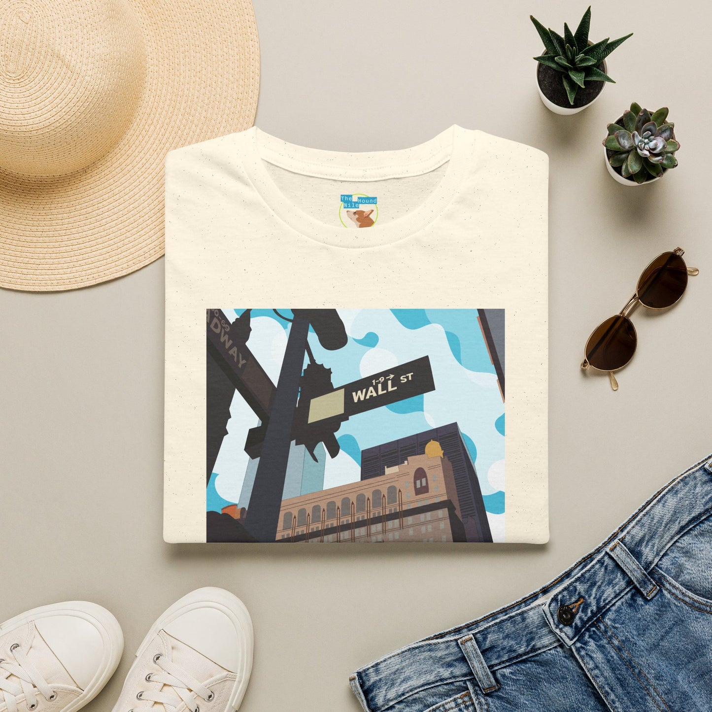 Wall St. Cityscape T-Shirt — Vintage Financial District Illustration
