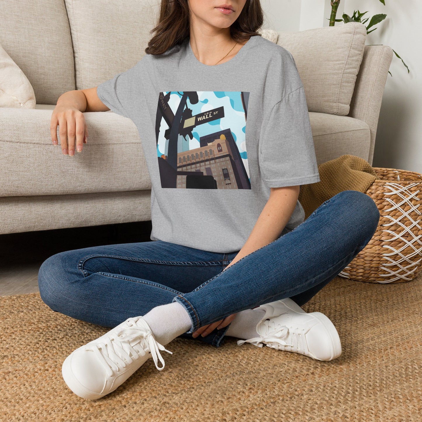 Wall St. Cityscape T-Shirt — Vintage Financial District Illustration