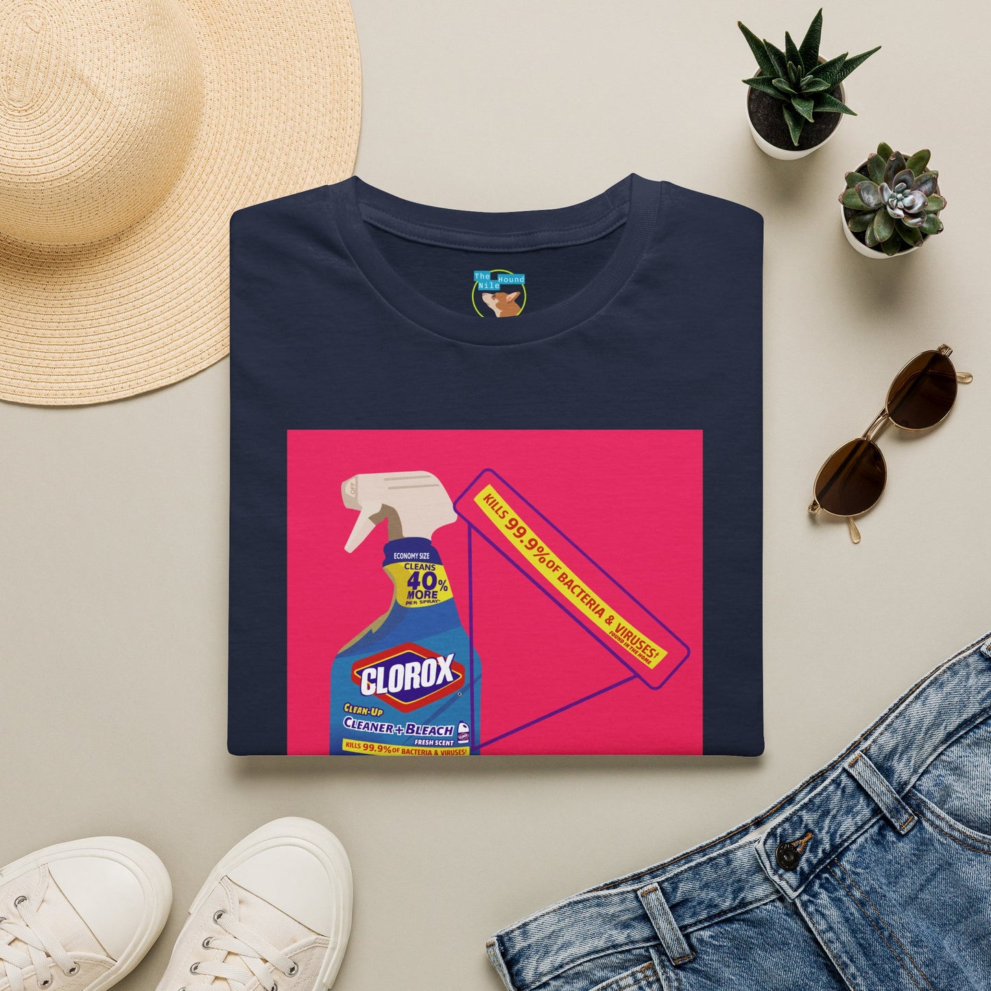 Cleaning Humor T-Shirt — Colorful Clorox Spray Graphic