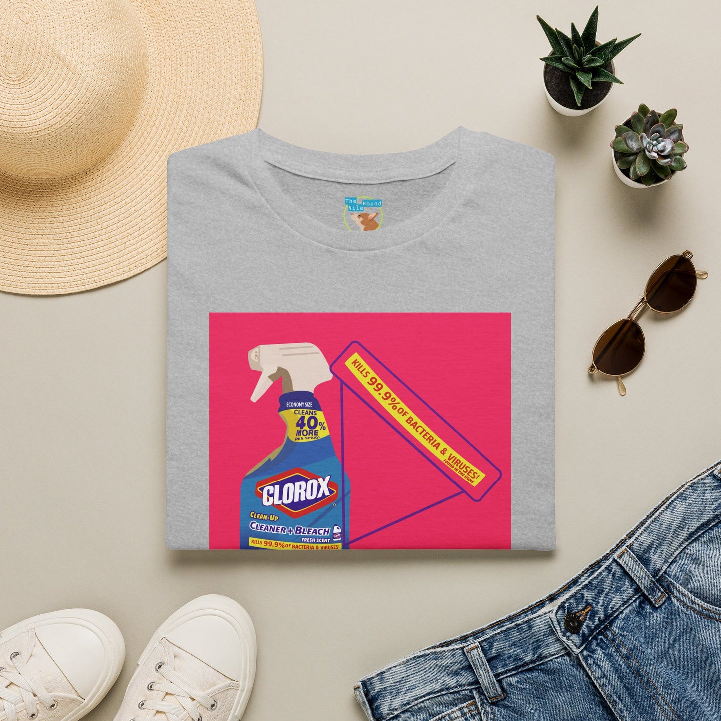 Cleaning Humor T-Shirt — Colorful Clorox Spray Graphic