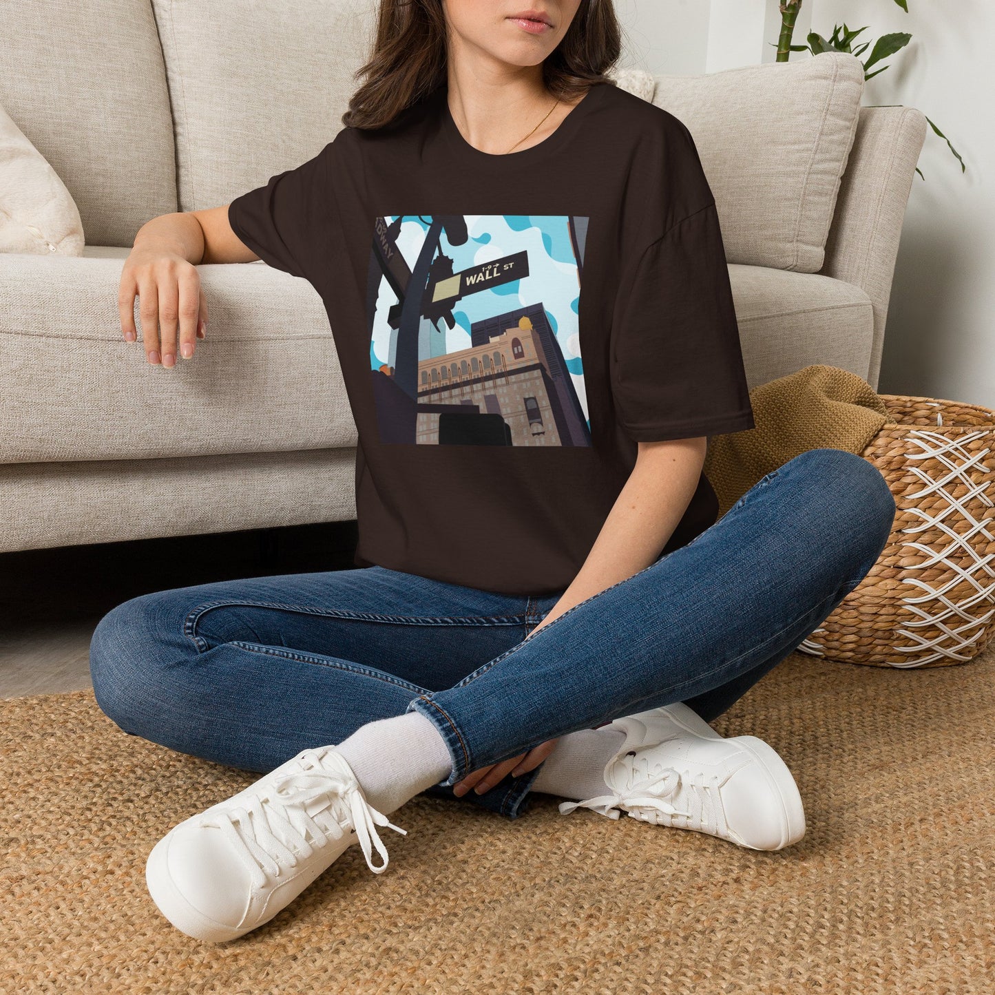 Wall St. Cityscape T-Shirt — Vintage Financial District Illustration