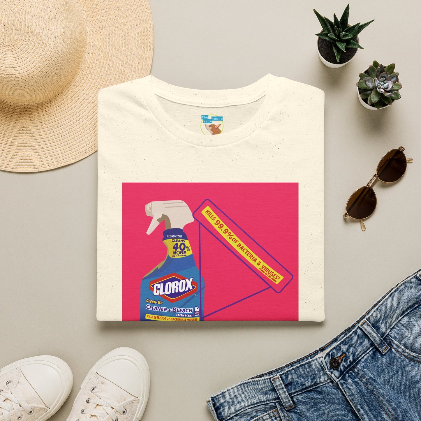 Cleaning Humor T-Shirt — Colorful Clorox Spray Graphic