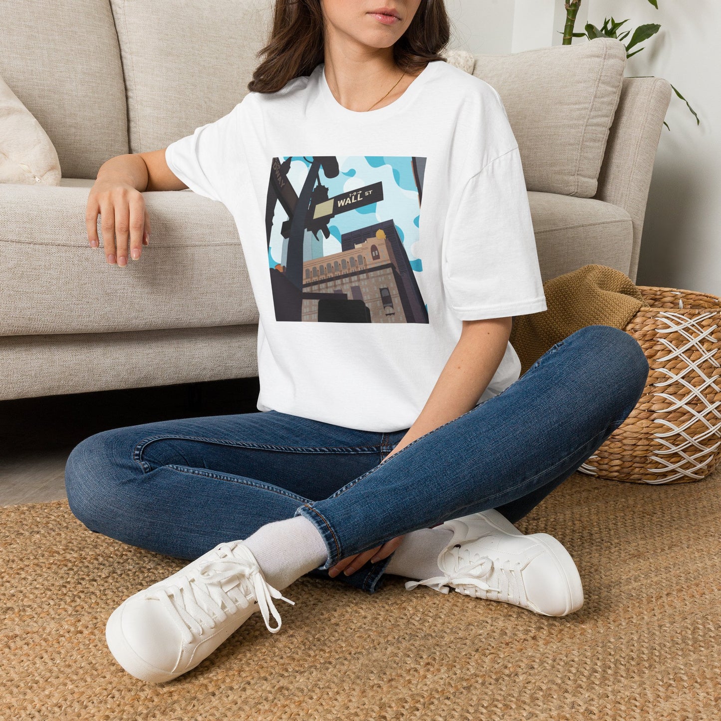 Wall St. Cityscape T-Shirt — Vintage Financial District Illustration