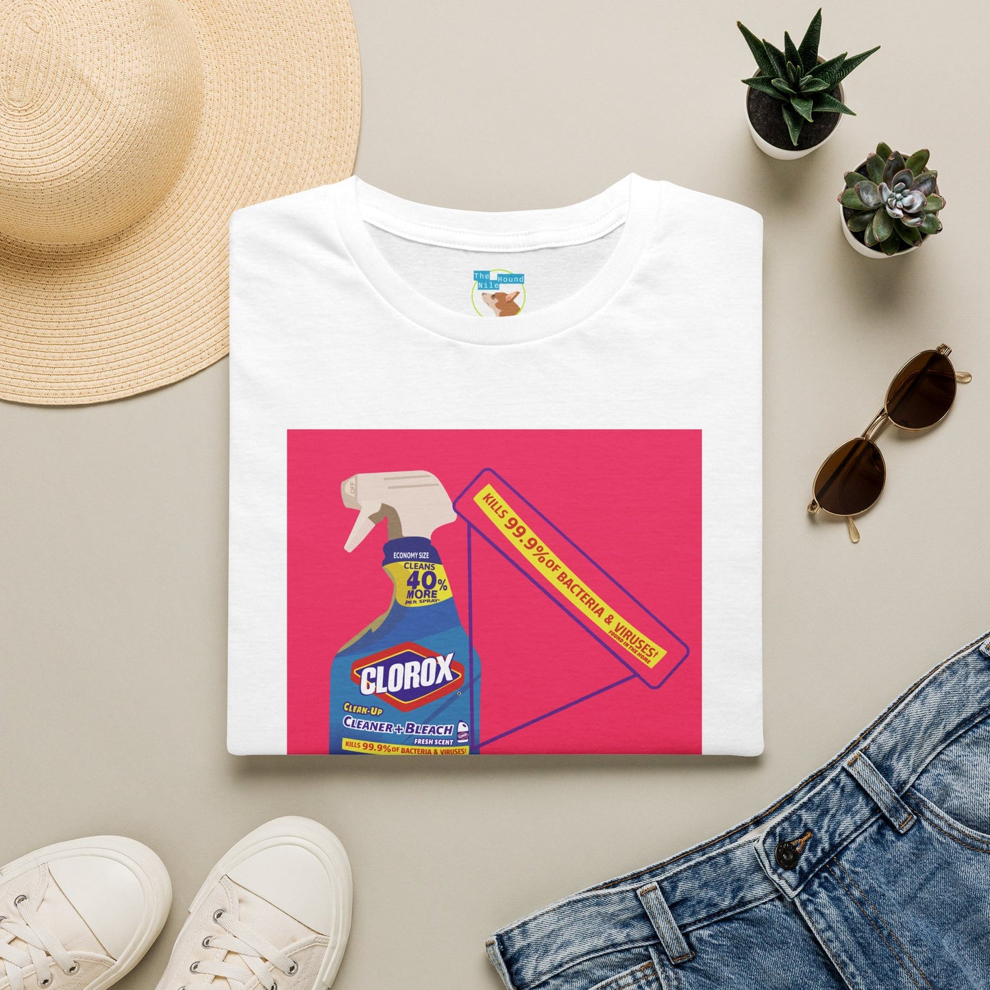 Cleaning Humor T-Shirt — Colorful Clorox Spray Graphic