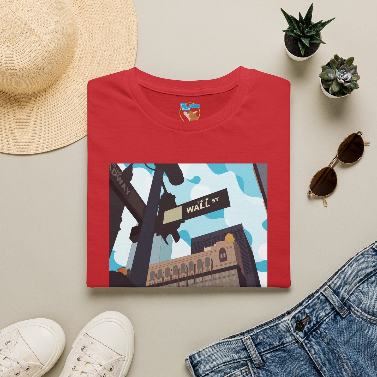 Wall St. Cityscape T-Shirt — Vintage Financial District Illustration