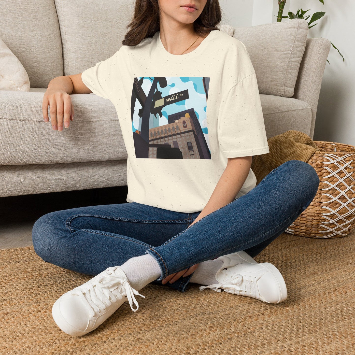 Wall St. Cityscape T-Shirt — Vintage Financial District Illustration