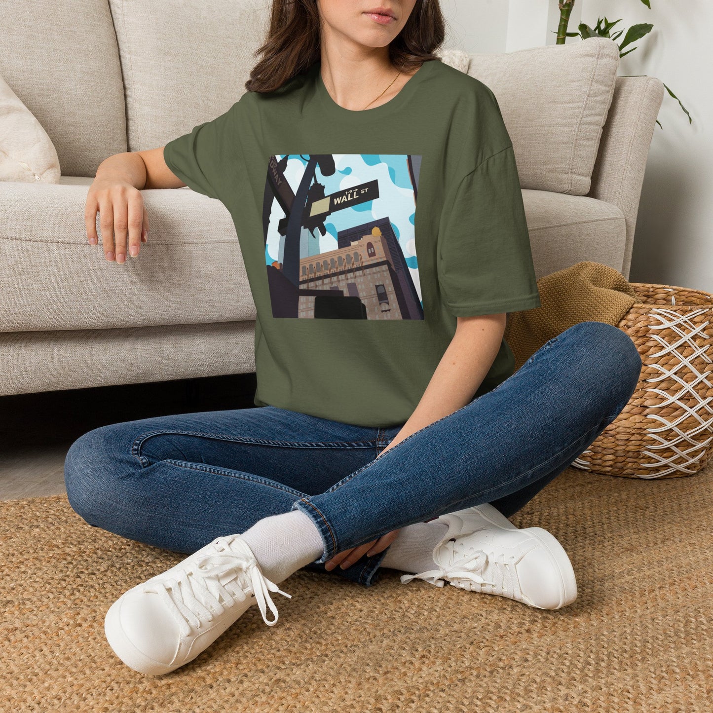 Wall St. Cityscape T-Shirt — Vintage Financial District Illustration