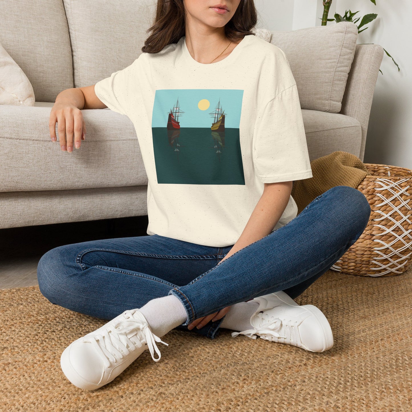Sailing Ships Sunset T-Shirt — Minimal Nautical Ocean Tee