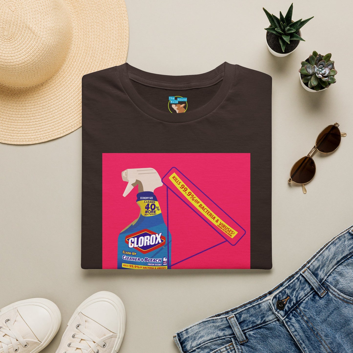 Cleaning Humor T-Shirt — Colorful Clorox Spray Graphic