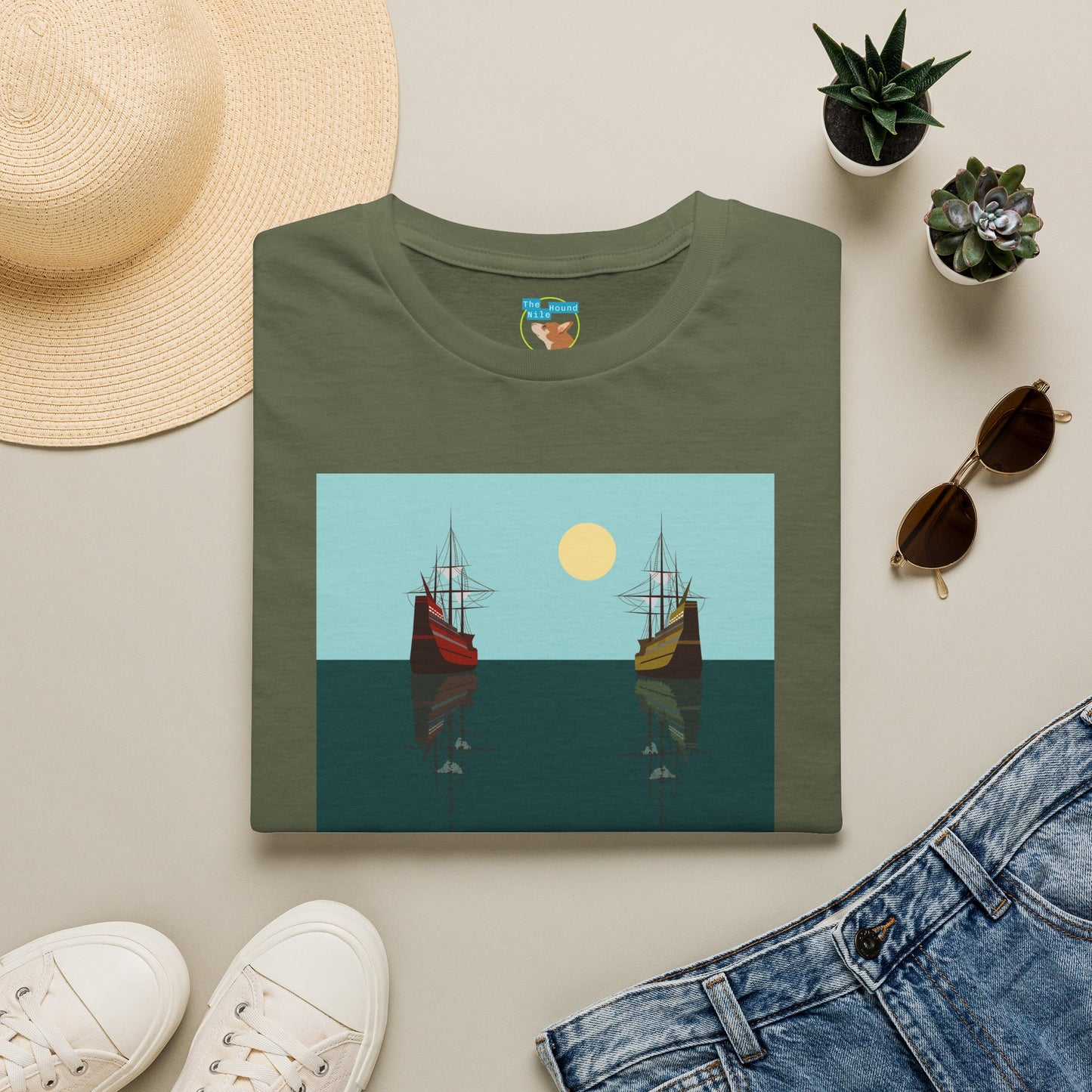 Sailing Ships Sunset T-Shirt — Minimal Nautical Ocean Tee