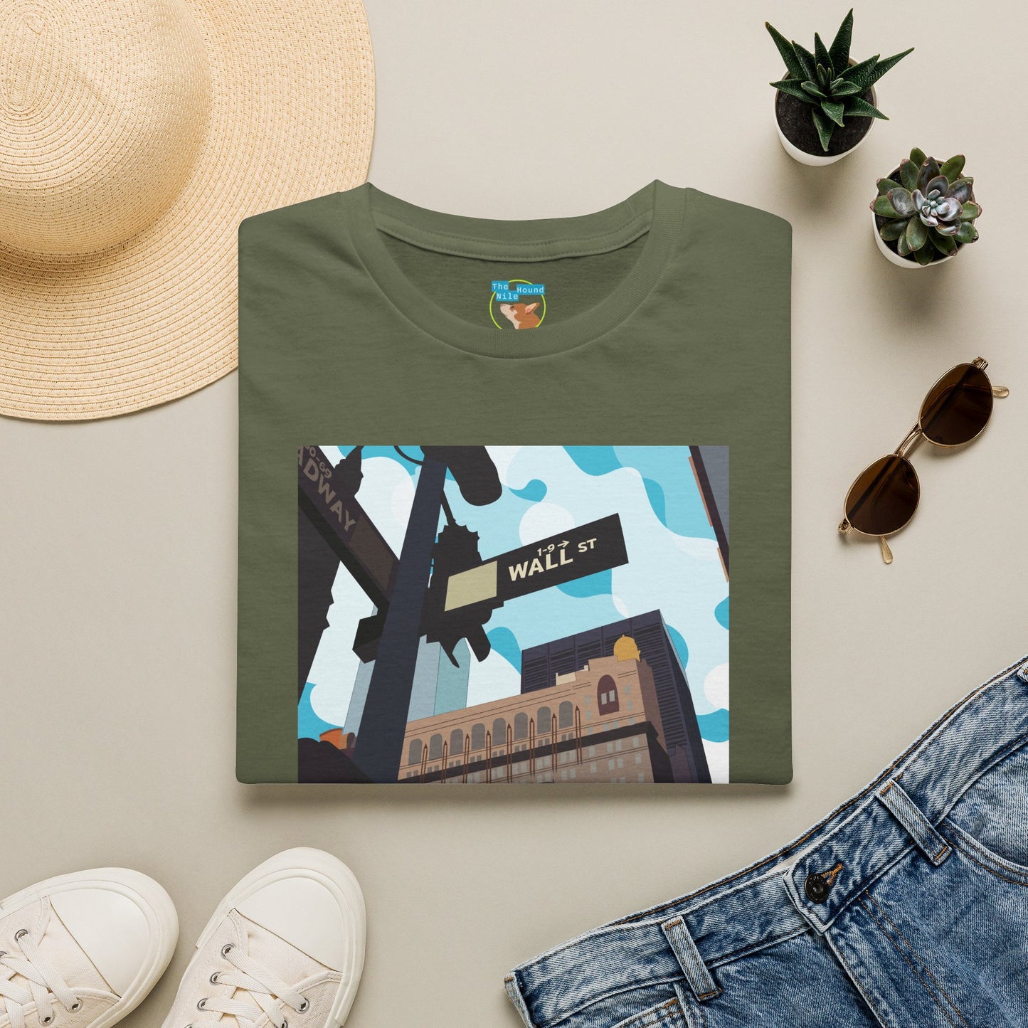 Wall St. Cityscape T-Shirt — Vintage Financial District Illustration