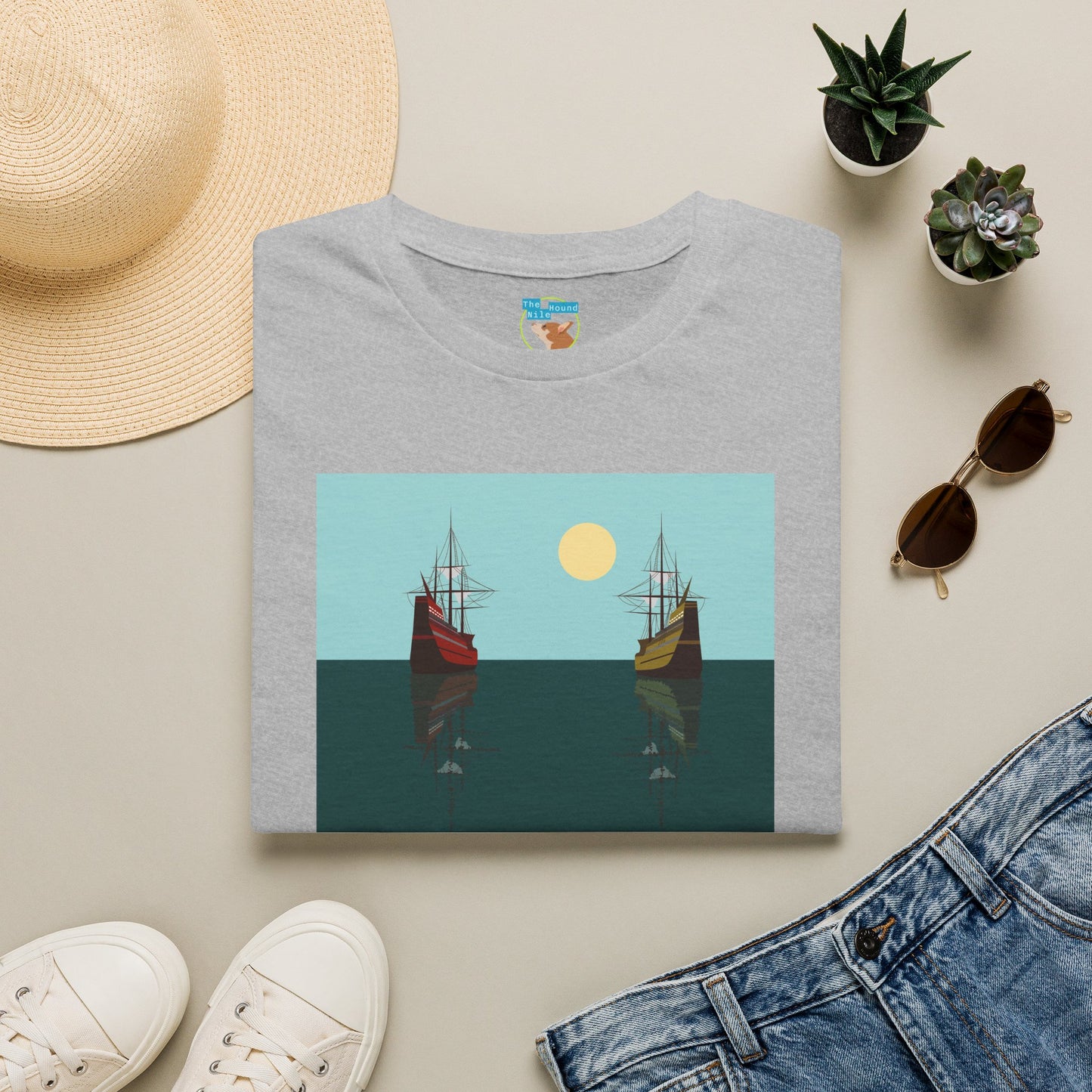Sailing Ships Sunset T-Shirt — Minimal Nautical Ocean Tee