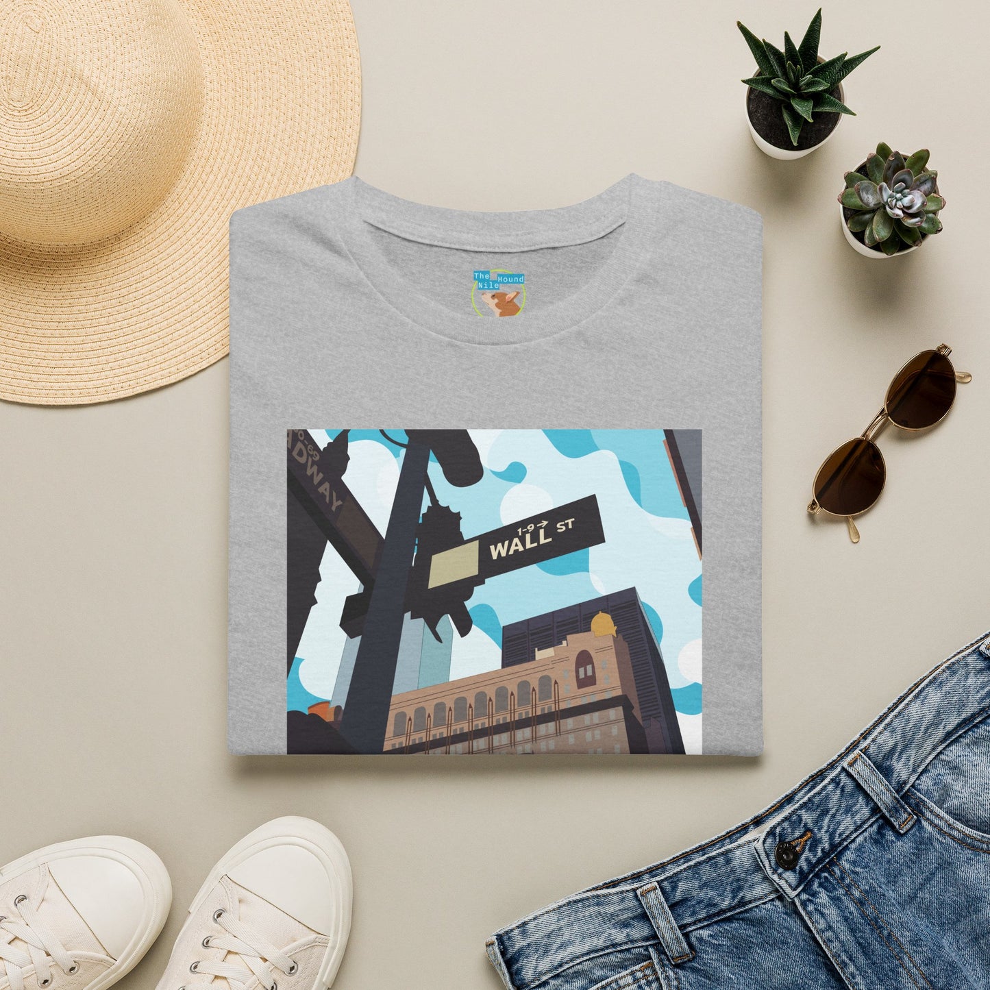 Wall St. Cityscape T-Shirt — Vintage Financial District Illustration