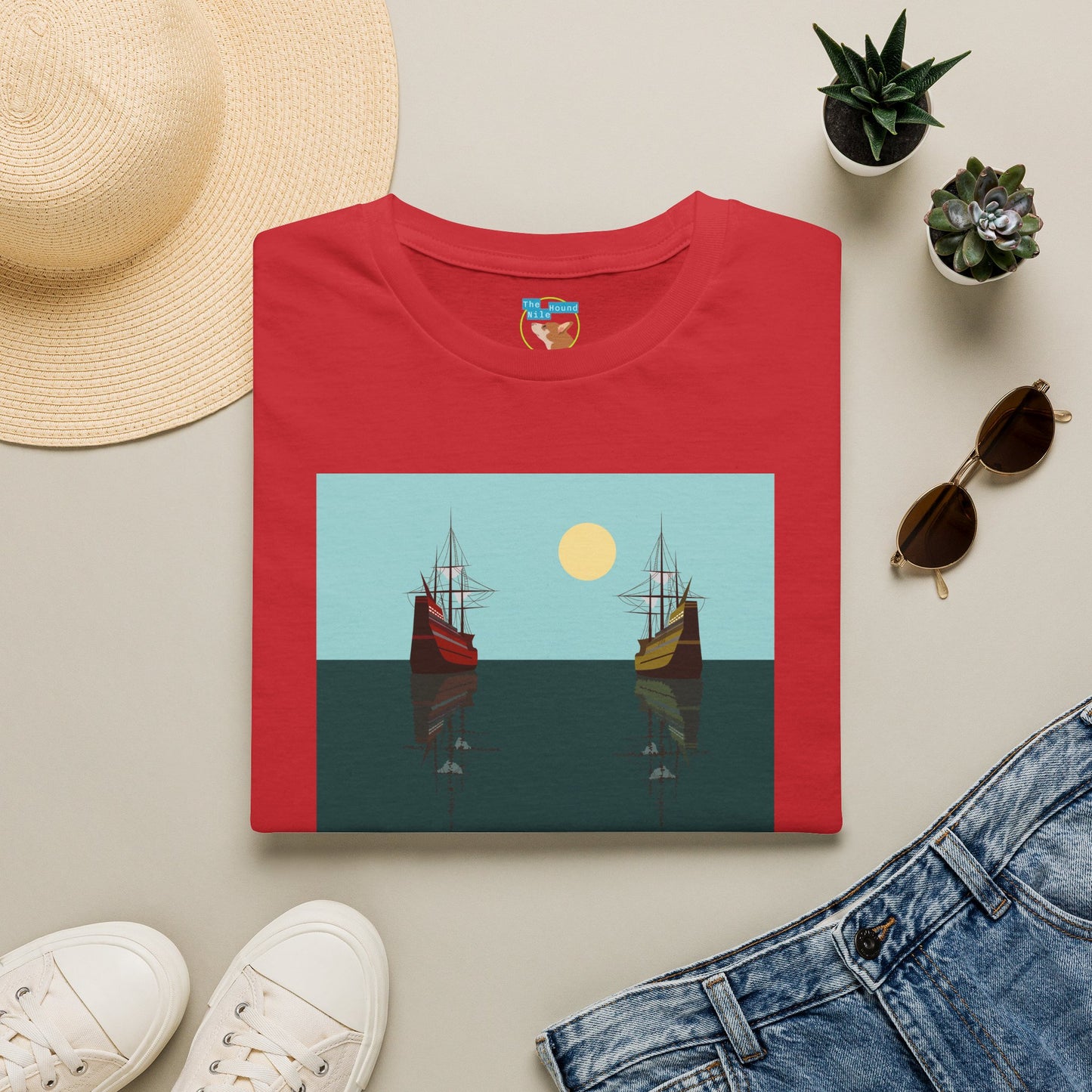 Sailing Ships Sunset T-Shirt — Minimal Nautical Ocean Tee