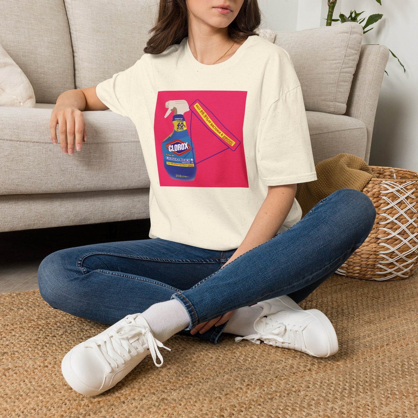 Cleaning Humor T-Shirt — Colorful Clorox Spray Graphic