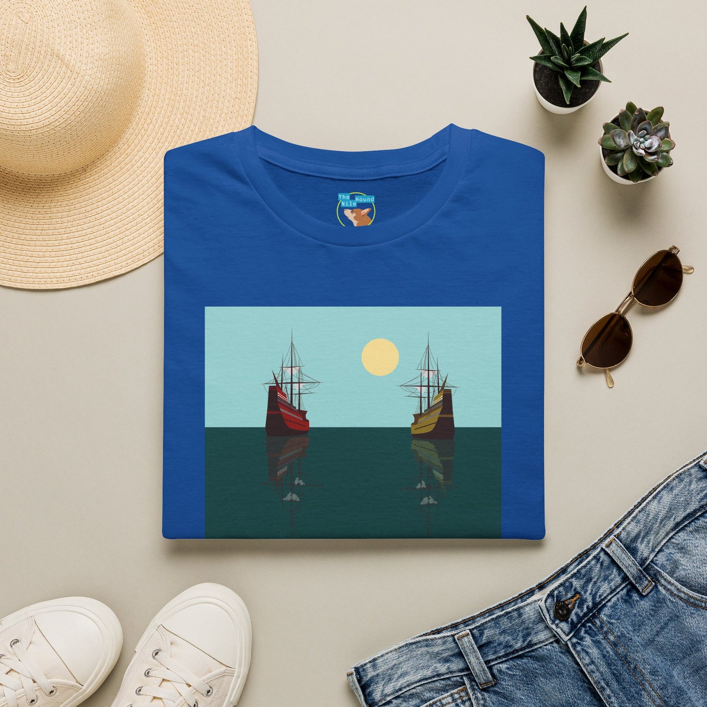 Sailing Ships Sunset T-Shirt — Minimal Nautical Ocean Tee