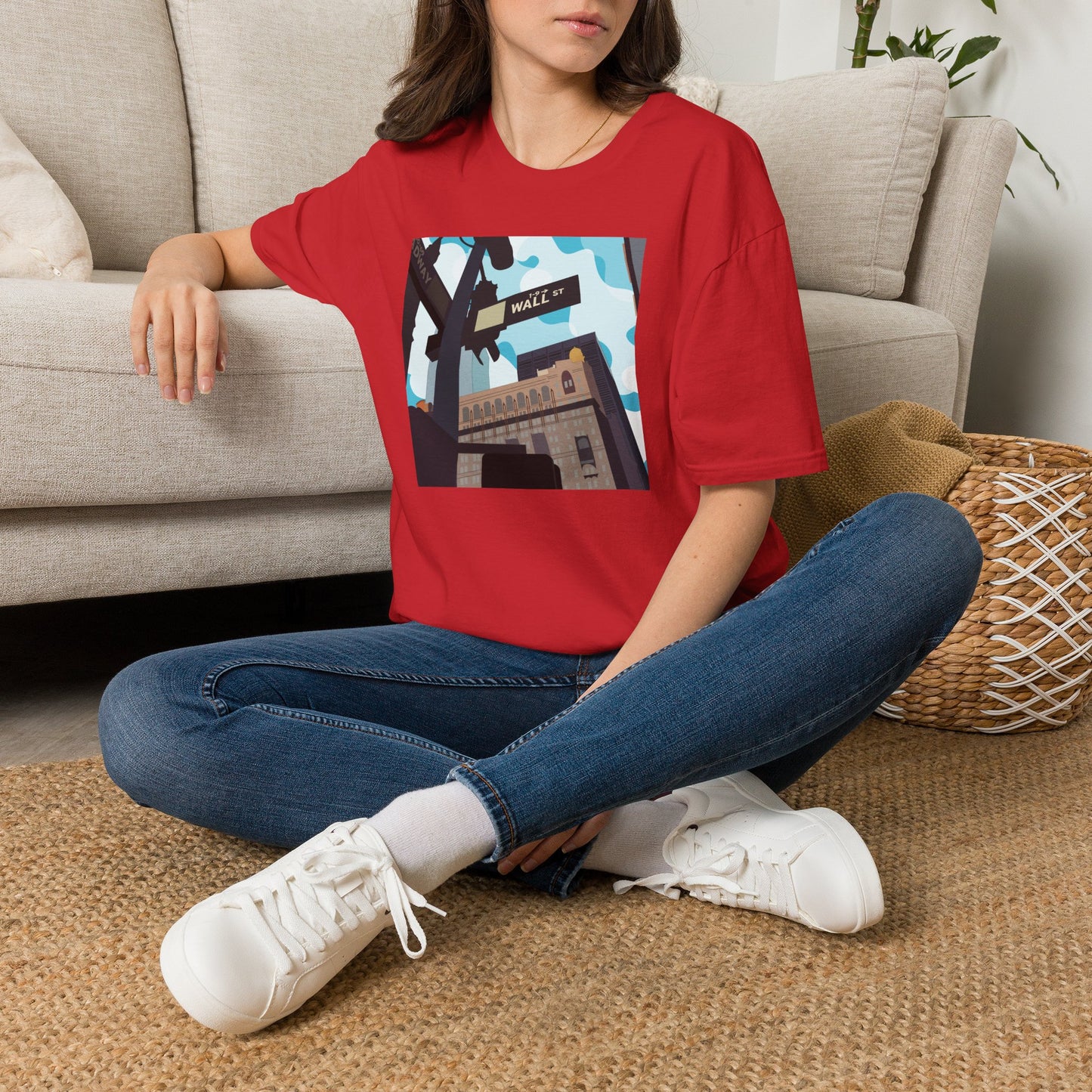 Wall St. Cityscape T-Shirt — Vintage Financial District Illustration