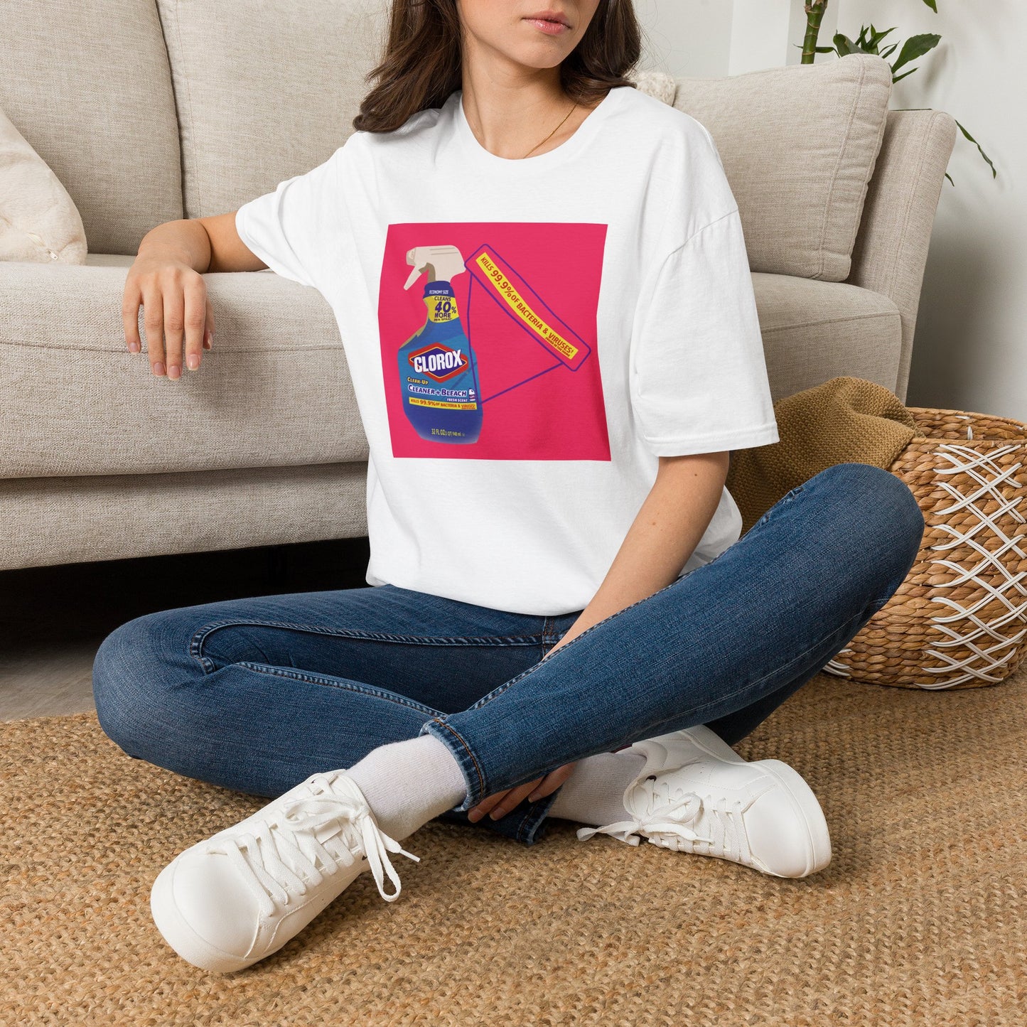 Cleaning Humor T-Shirt — Colorful Clorox Spray Graphic