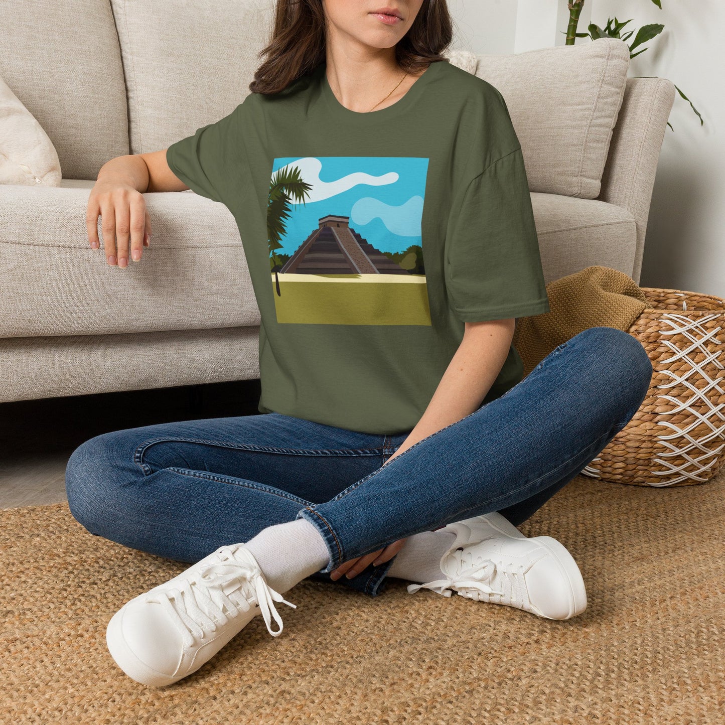 Mayan Pyramid Graphic T-Shirt — Tropical Chichen Itza Travel Tee