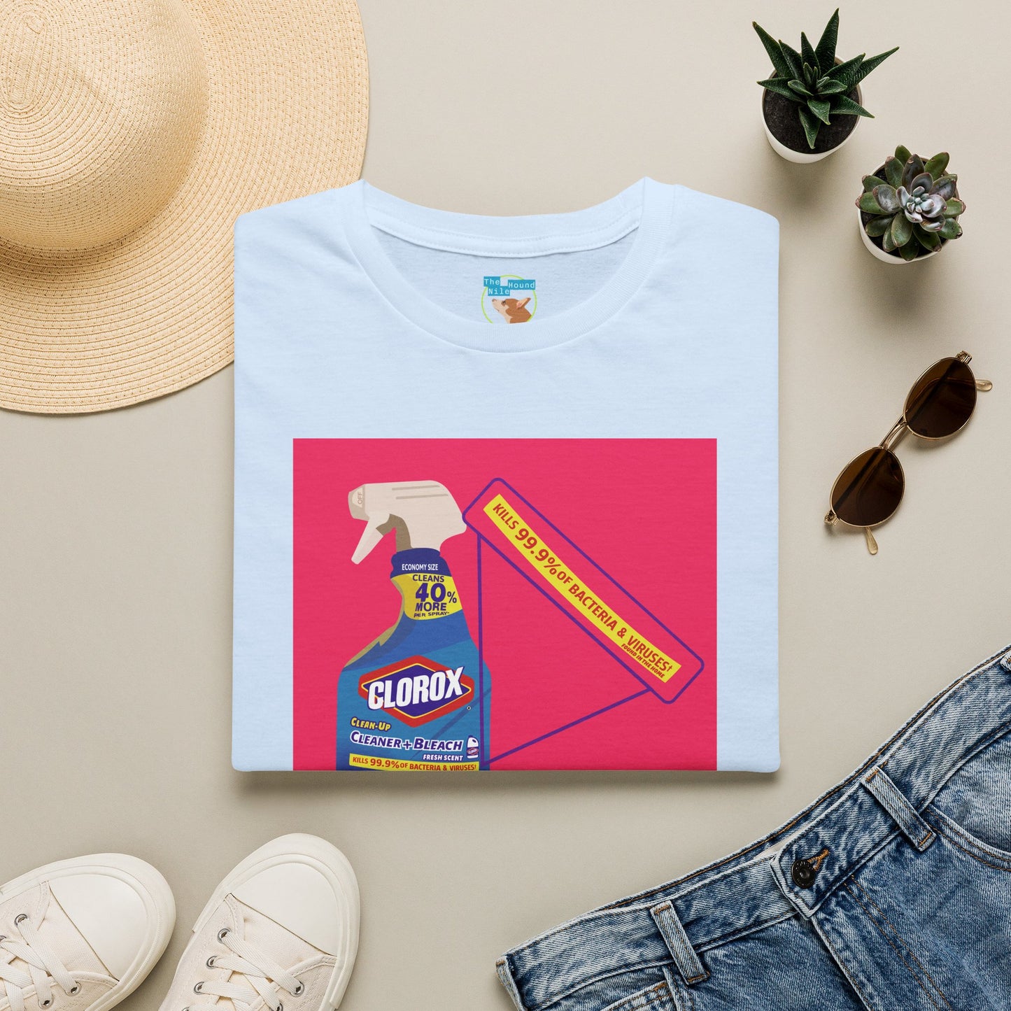 Cleaning Humor T-Shirt — Colorful Clorox Spray Graphic