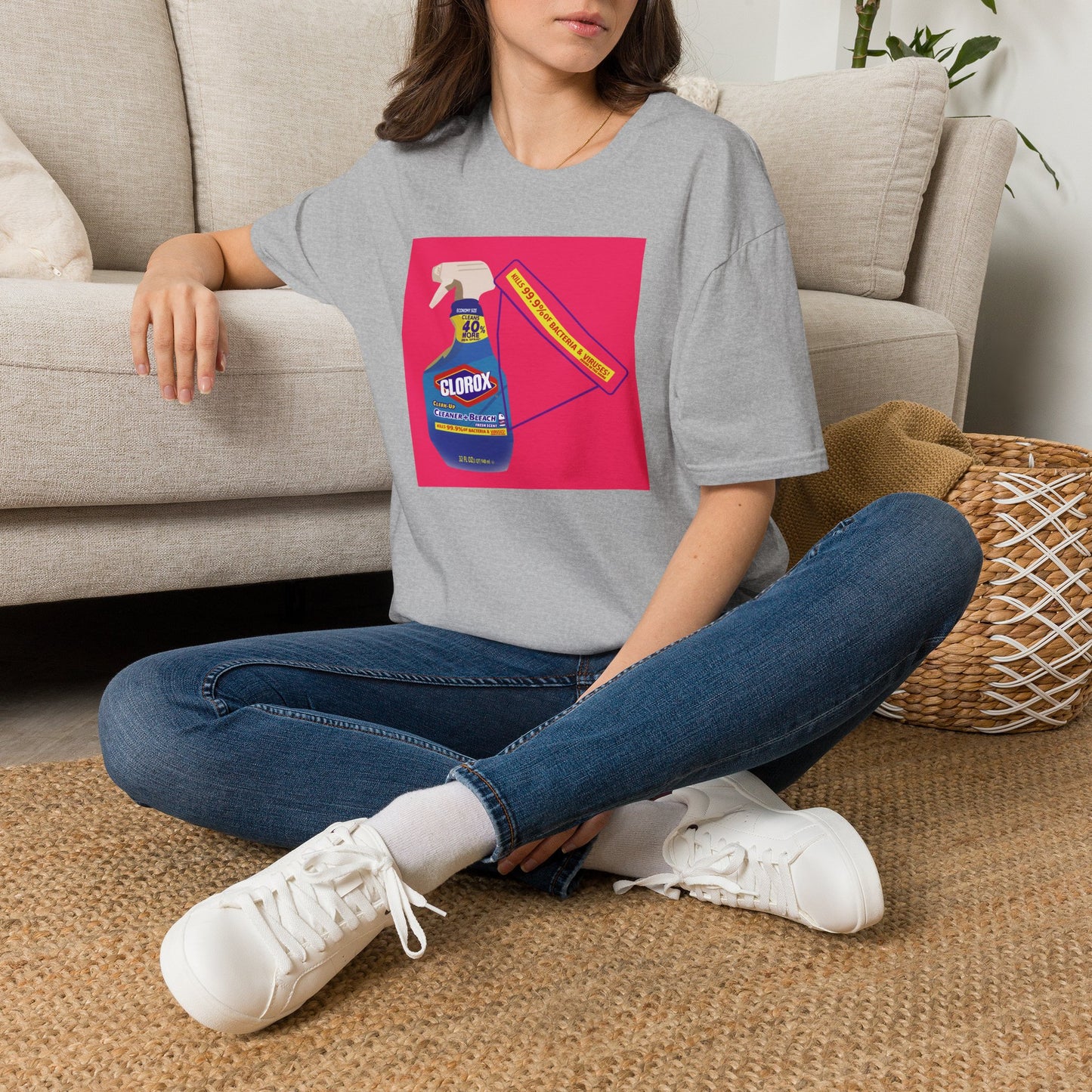 Cleaning Humor T-Shirt — Colorful Clorox Spray Graphic