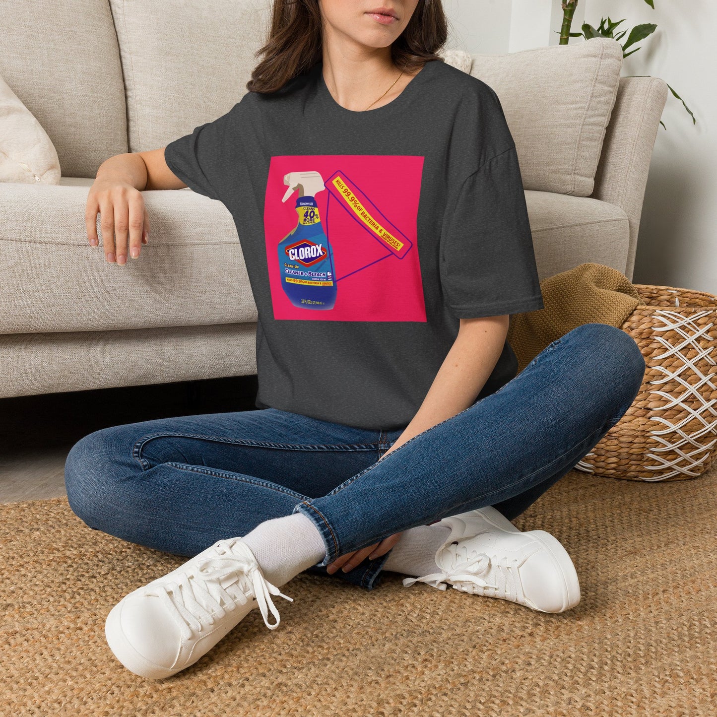 Cleaning Humor T-Shirt — Colorful Clorox Spray Graphic