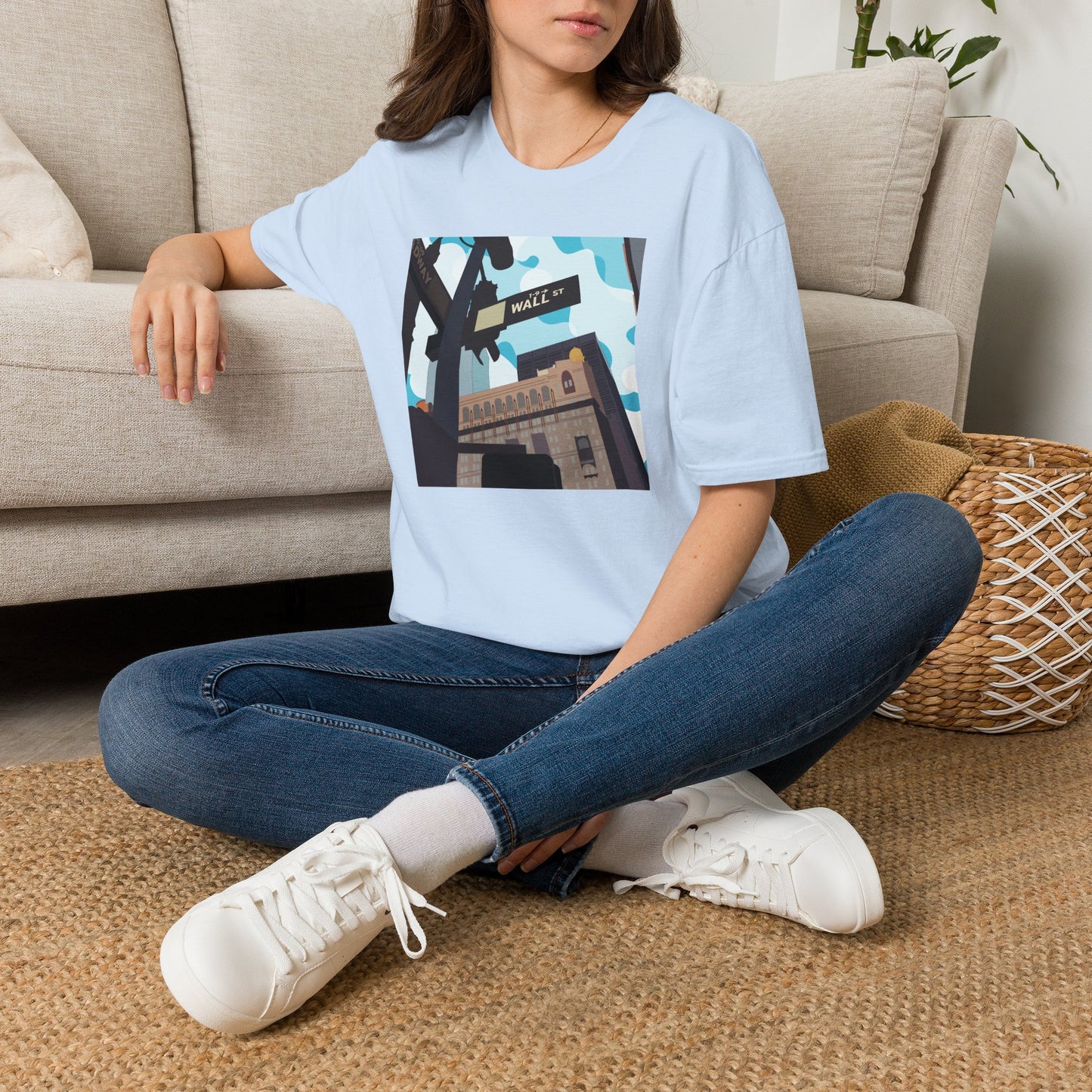 Wall St. Cityscape T-Shirt — Vintage Financial District Illustration