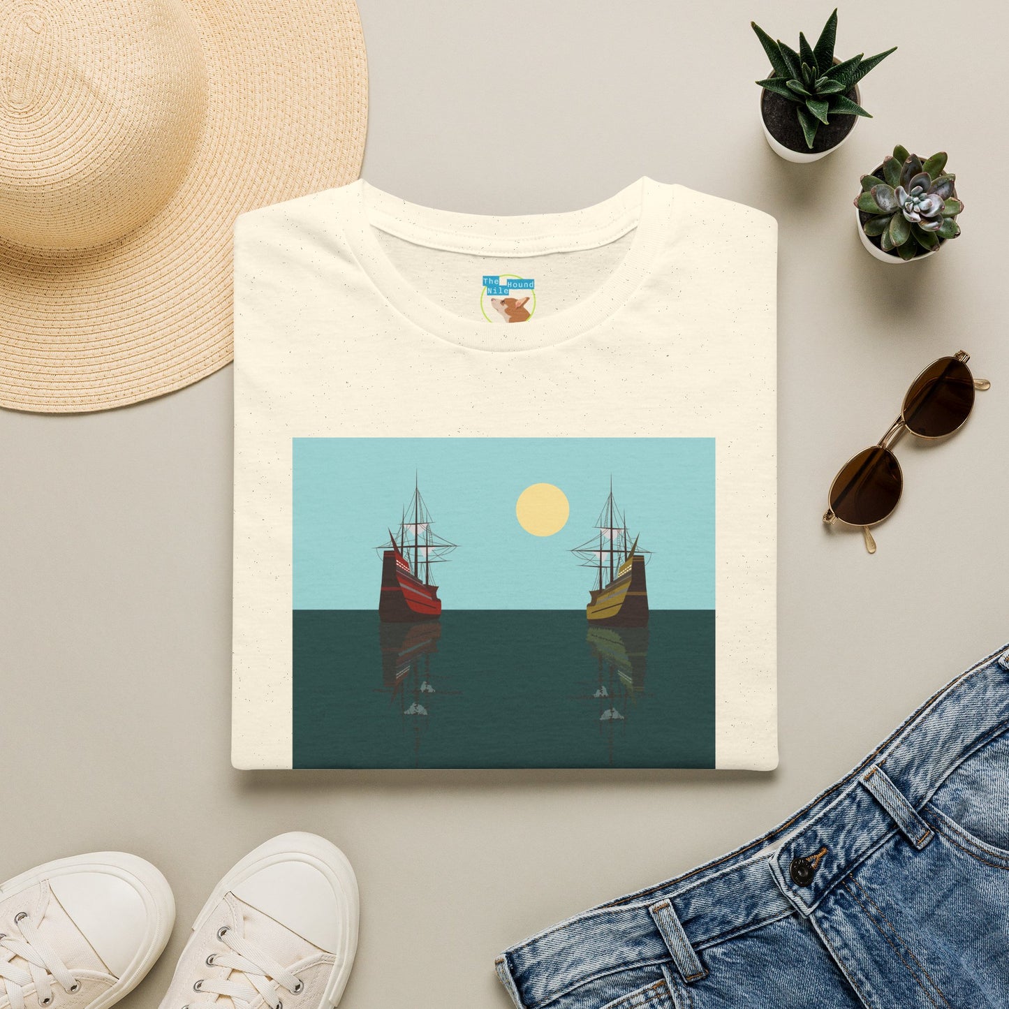 Sailing Ships Sunset T-Shirt — Minimal Nautical Ocean Tee