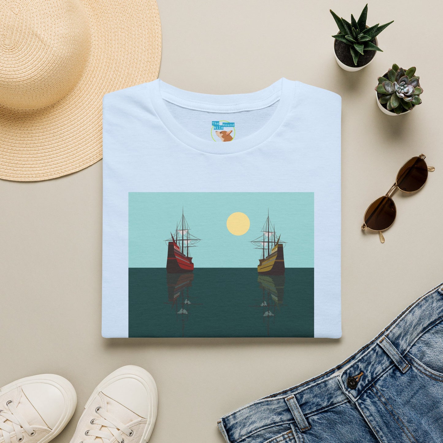 Sailing Ships Sunset T-Shirt — Minimal Nautical Ocean Tee