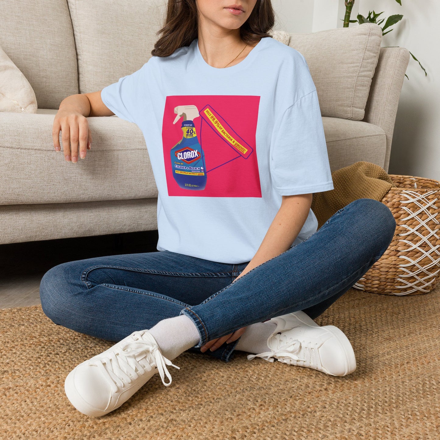 Cleaning Humor T-Shirt — Colorful Clorox Spray Graphic