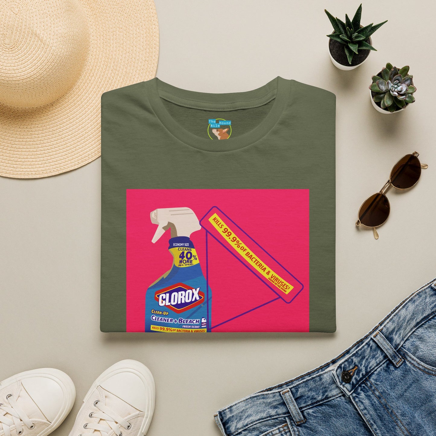 Cleaning Humor T-Shirt — Colorful Clorox Spray Graphic