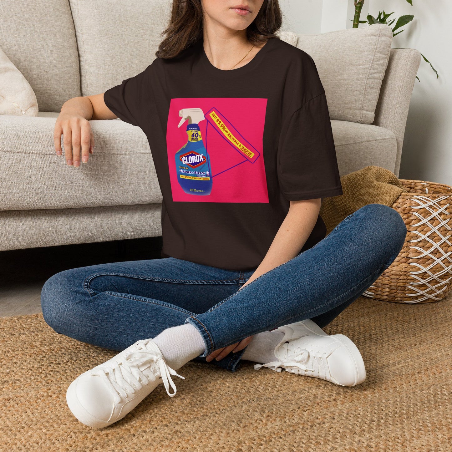 Cleaning Humor T-Shirt — Colorful Clorox Spray Graphic