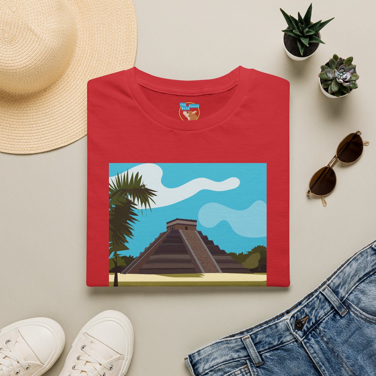 Mayan Pyramid Graphic T-Shirt — Tropical Chichen Itza Travel Tee