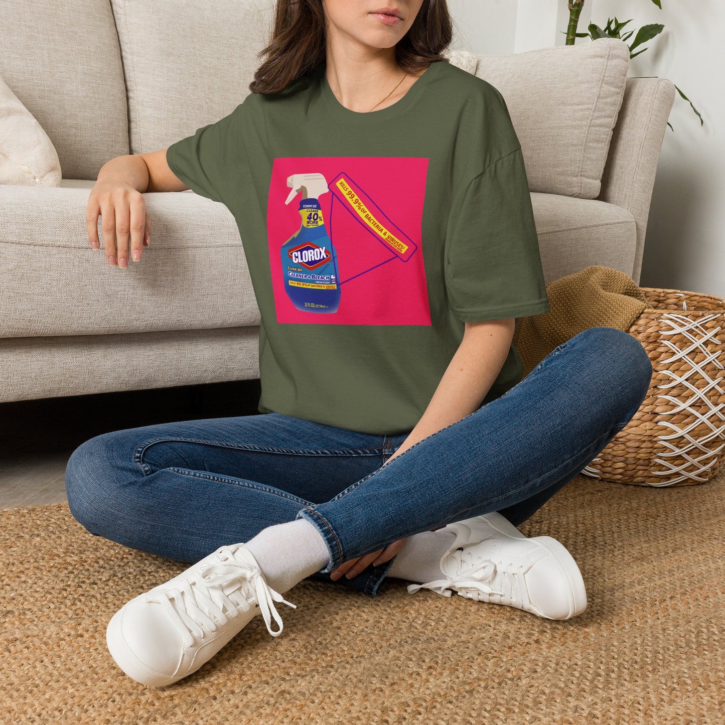 Cleaning Humor T-Shirt — Colorful Clorox Spray Graphic